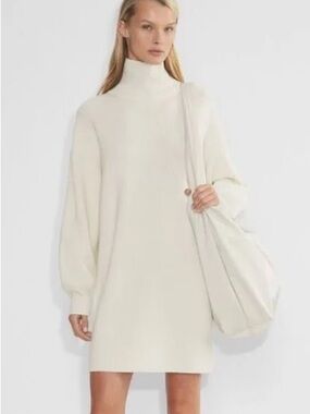 Aritzia Cream Turtleneck Mini Dress